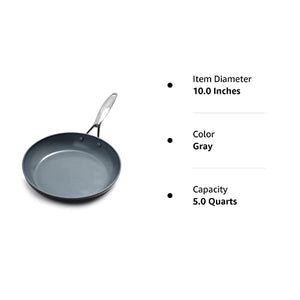GreenPan Valencia Pro Hard Anodized Healthy Ceramic Nonstick 10" Frying Pan Skillet, PFAS-Free, Induction, Dishwasher Safe, Oven Safe, Gray