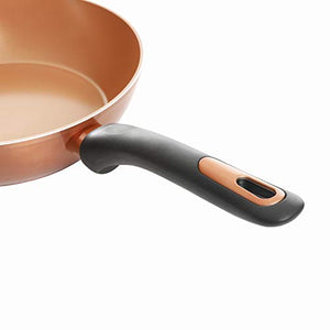 Gibson Home Eco-Friendly Hummington with Induction Base Forged Aluminum Non-Stick Ceramic Cookware with Soft Touch Bakelite Handle, 2-Piece Fry Pan Set (8" & 10"), Metallic Copper