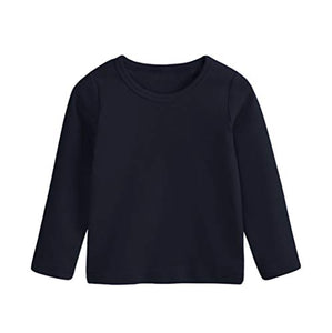 Toddler Baby Boy Girl Basic Solid Plain Organic Cotton T Shirts Tops Long Sleeve Tee Shirt Girls Clothes (Black, 2-3 Years)