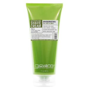 GIOVANNI Moisturizing Shave Cream, 7 oz. - Invigorating Tea Tree & Mint Scented, Enriched with Jojoba, Vitamin E, Acai, Shea Butter Extract, Hyporallergic, For Men & Women, All Skin Types