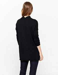 State Cashmere Lightweight Mid-Thigh Open Cardigan 100% Pure Cashmere Long Sleeve Sweater for Women (Black, Small)