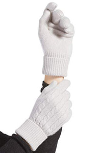Fishers Finery Women's 100% Pure Cashmere Gloves, Ultra Plush Cable Knit Stone