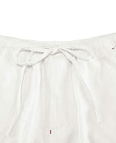 DanceeMangoos Womens Beach Pants Casual Summer Pull On White