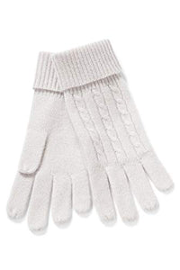 Fishers Finery Women's 100% Pure Cashmere Gloves, Ultra Plush Cable Knit Stone