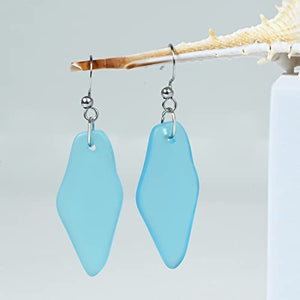 Sea Glass Earrings, Beach Jewelry for Women, Statement Blue Earrings, Dangle Earrings By Eco-Friendly Materials, Handmade Earrings Great Gift for Women Girls