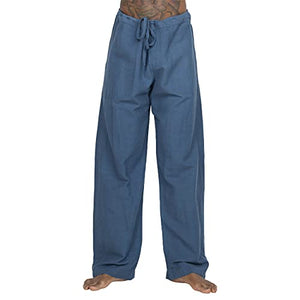 Lakhays Men's Hemp Blend Everyday Lounge Pants (Blue, Medium)