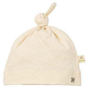 Mimi GOTS Certified Organic Cotton Baby Hat Beanie Newborn, Soft Knotted Cap | Natural Color, No Bleached, No Dyed, Chemicals - Free, 3-6 Months Infants Boy Girl Unisex