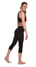 Load image into Gallery viewer, Spun Bamboo Women&#39;s Bamboo Viscose/Organic Cotton Capri Leggings - Yoga Workout Comfort Fit Ultra Soft Breathable Pant Black
