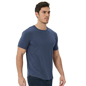 netdraw Men's Ultra Soft Bamboo T-Shirt Curve Hem Lightweight Cooling Short Sleeve Casual Basic Tee Shirt (Short Sleeve Pacific Blue-67Bamboo, X-Large)