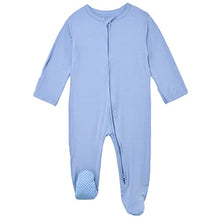 Load image into Gallery viewer, Aablexema Baby Footie Bamboo Pajamas Zipper - Unisex Infant Newborn Sleep Play Footed Onesie Pjs with Mittens(Blue, 0-3 Months)
