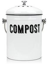 Load image into Gallery viewer, Granrosi Compost Bin Kitchen, Kitchen Compost Bin Countertop, Indoor Compost Bin, Countertop Compost Bin with Lid, 100% Rust Proof Compost Bucket w/Non-Smell Charcoal Filters, 1.3 Gallon - White
