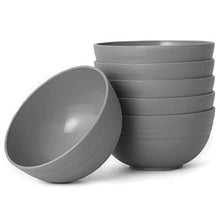 Load image into Gallery viewer, GENLGE 24 Ounces Unbreakable Wheat Straw Grey Bowls for Kitchen, Plastic Cereal Bowls Microwave Safe Bowl Set of 6, Eco Friendly Bowls for Soup, Salad
