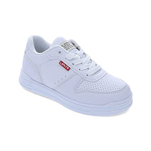 Levi's Kids Drive Lo Unisex Vegan Synthetic Leather Casual Lowtop Sneaker Shoe, White Mono, 1 M