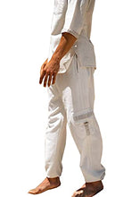 Load image into Gallery viewer, Handmade OKKO Beige Organic Hemp and Cotton Mens Pants, Handmade, Four Pockets, Eco friendly, Sustainable Comfortable Earthy Yoga Gypsy Boho AJJAYA
