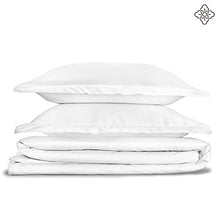 Load image into Gallery viewer, BIOWEAVES 100% Organic Cotton Full/Queen Duvet Cover Set, 3-Piece, 300 Thread Count Sateen Weave GOTS Certified Comforter Cover with Buttoned Closure and 2 Pillow Shams – White, 90x90 inches
