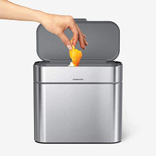 Load image into Gallery viewer, simplehuman Compost Caddy, Detachable and Countertop Bin, 4 Liter / 1.06 Gallon, Brushed Stainless Steel
