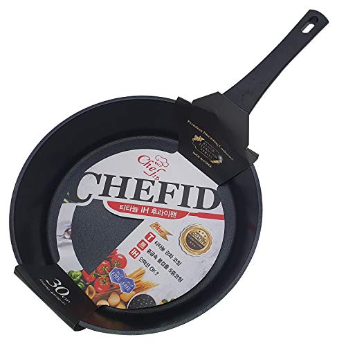 Chef ID Korea Fry pan 12 inches 30 cm Kitchen Cooking Pans – Titanium-Coated Aluminum Frying Pan – Eco-Friendly Materials with 5-Layer Non-Stick Coating – Ergonomic Handle – Fiord Technology
