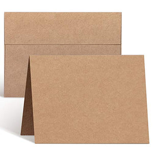 Blank Cards and Envelopes 100 Pack, Ohuhu 5 x 7 Heavyweight Kraft Paper Folded Cardstock and A7 Envelopes for DIY Greeting Cards, Wedding, Birthday, Invitations, Shower, Thank You Cards & All Occasion