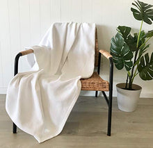 Load image into Gallery viewer, Wild Bloom Organics - 100% Organic Cotton Throw Blanket - 50&quot;x70&quot;, GOTS Certified - White, Lightweight, Hypoallergenic

