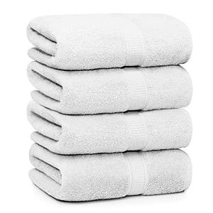 Ariv Towels - Premium Bamboo Cotton Bath Towels - Ultra Absorbent, Soft Feel and Quick Drying 30" X 52" (White)