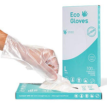Load image into Gallery viewer, Eco Gloves Plant-Based Compostable Gloves Eco-friendly Latex Free, Powder Free, BPA Free for Food, Safety, Cleaning, Pet Care | Pack of 100 | Clear (Small)
