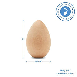 50 Smooth Standable Wooden Easter Eggs to Paint, Quality Small Wooden Eggs for Crafts, Wooden Easter Eggs Paint 2 in, by Woodpeckers