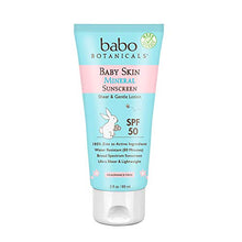 Load image into Gallery viewer, Babo Botanicals Baby Skin Mineral Sunscreen Lotion SPF 50 Broad Spectrum - with 100% Zinc Oxide Active – Fragrance-Free, Water-Resistant, Ultra-Sheer &amp; Lightweight - 3 fl. oz.
