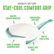 Load image into Gallery viewer, GreenLife Soft Grip Healthy Ceramic Nonstick 7&quot; and 10&quot; Frying Pan Skillet Set, PFAS-Free, Dishwasher Safe, Turquoise
