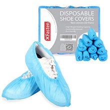 Load image into Gallery viewer, XFasten Non-Woven Disposable Shoe Covers 100 Pack (50 Pairs) Eco-Friendly Non-slip Boots Cover | Shoe Protector Covering | One Size Fits Most Booties for Guests, Laboratory PPE and Painters Shoe Cover
