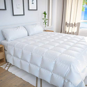Bamboo Bay All Season King Size Comforter - 100% Organic Bamboo King Comforter - King Duvet Insert with Corner Tabs - Quilted Down Alternative Cooling Comforter King Size - 94 x 104 Inch - White