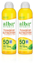 Load image into Gallery viewer, Alba Botanica Sunscreen for Face and Body, Hawaiian Coconut Sunscreen Spray, Broad Spectrum SPF 50 Sunscreen, Water Resistant and Biodegradable, 6 fl. oz. Bottle (Pack of 2)
