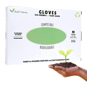 Stuff4Homes Compostable Gloves, 100% Plant-Based Biodegradable Food Prep Gloves Disposable, Eco Friendly, (Large 200 Pack)