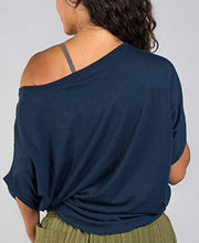 Load image into Gallery viewer, Soul Flower Womens Ferns Bamboo Dolman Top - Navy Blue (Large)

