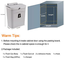 Load image into Gallery viewer, Tiyafuro 2.4 Gallon Kitchen Compost Bin for Counter Top or Under Sink, Hanging Small Trash Can with Lid for Cupboard/Bathroom/Bedroom/Office/Camping, Mountable Indoor Compost Bucket, Gray
