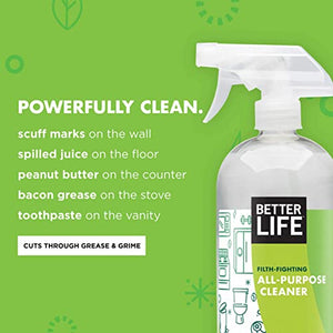 BETTER LIFE All Purpose Cleaner, Multipurpose Home and Kitchen Cleaning Spray for Glass, Countertops, Appliances, Upholstery & More, Multi-surface Spray Cleaner - 32oz (Pack of 2) Clary Sage & Citrus