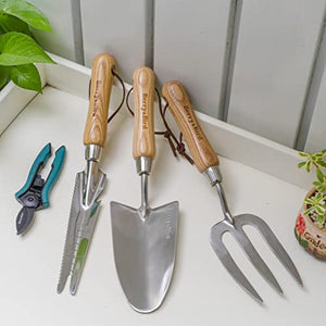 Berry&Bird Garden Tool Set, 4 PCS Stainless Steel Gardening Tool Kit Includes Hand Trowel, Hand Fork, Hand Weeder and Pruning Shears for Weeding Planting Transplanting Digging Pruning Loosening Soil