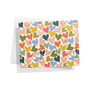 Twigs Paper - Floral Heart Pattern Card Set - 12 Cards With Envelopes - (5.5 x 4.25 Inch) - Blank Assorted Set For Any Occasion - Eco Friendly Stationery