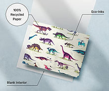 Load image into Gallery viewer, Twigs Paper - Dinosaur Note Card Set - 12 Blank Cards (5.5 x 4.25 Inch) With Envelopes - Great for Kids - Birthdays - Eco Friendly Stationery - Made In USA From Sustainable Materials
