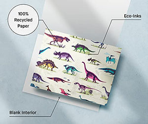 Twigs Paper - Dinosaur Note Card Set - 12 Blank Cards (5.5 x 4.25 Inch) With Envelopes - Great for Kids - Birthdays - Eco Friendly Stationery - Made In USA From Sustainable Materials