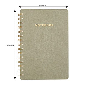 TSFPapier Eco-Friendly Spiral Notebook, Washable Kraft Paper,Soft Cover Business Journal with Double Side Pocket, 8.19" x 5.75", Wirebound Memo Notepads, 80Sheets/160 Pages, for Work and School Supplies (mtgreen(K))