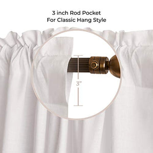D'Moksha Hemp - Linen Curtains 96 Inch Long, White Curtains 52x96 inch, Semi Sheer Curtains 96 Inch Long, Lightweight Rod Pocket Curtain, with Back Tab Hang (2 Hang Styles), 100% Pure Hemp Curtains