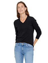 Load image into Gallery viewer, State Cashmere Essential V-Neck Sweater - Long Sleeve Pullover for Women Made with 100% Pure Cashmere Sourced from Inner Mongolia Goats - Soft, Lightweight &amp; Versatile - (Black, Small)

