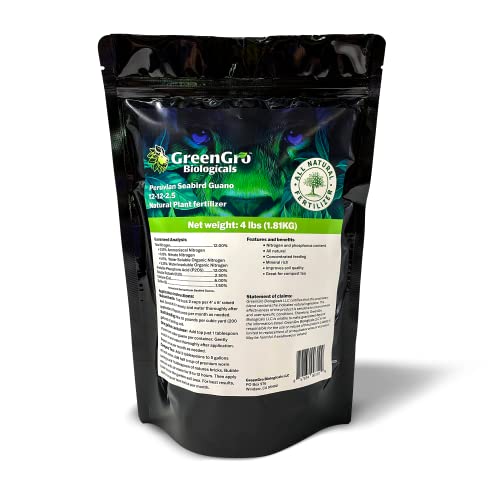 GreenGro Peruvian Seabird Guano, Organic Plant Fertilizer with Nutrients for Indoor and Outdoor Plants, Hydroponic Gardens, Soil Mix, and Compost Tea