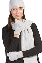 Load image into Gallery viewer, Fishers Finery Women&#39;s 100% Pure Cashmere Gloves, Ultra Plush Cable Knit Stone
