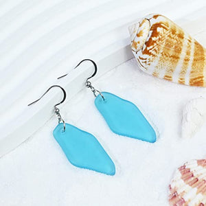 Sea Glass Earrings, Beach Jewelry for Women, Statement Blue Earrings, Dangle Earrings By Eco-Friendly Materials, Handmade Earrings Great Gift for Women Girls