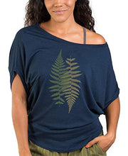 Load image into Gallery viewer, Soul Flower Womens Ferns Bamboo Dolman Top - Navy Blue (Large)

