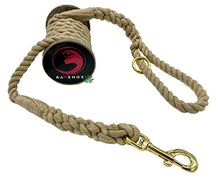 Load image into Gallery viewer, Ravenox Hemp Rope Leash Lead | 1/2-inch x 25 Foot for Medium or Large Dogs &amp; Pets (Natural Tan) | Handmade in The USA, 100% American Made Genuine Hemp Rope | Soft Natural Fiber, Heavy Duty Hardware
