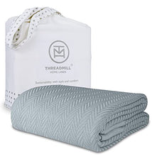 Load image into Gallery viewer, Threadmill Home Linen Multipurpose Blanket - 1 Piece Herringbone 100% Extra Long Staple Cotton, Scottish Grey
