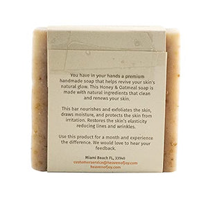 HEAVEN OF JOY Premium Fresh Organic Honey and Oatmeal Soap Fragrance-Free, Natural Soap Made with Organic Ingredients that Leave the Skin Feeling Renewed and Rejuvenated - Skin Hydratant and Body Nourishing, 4 Pack (5oz./Bar)
