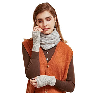 NUOHEMULE 100% Pure Cashmere Fingerless Mitten Gloves for Women in a Gift Box,Soft and Comfortable Gloves